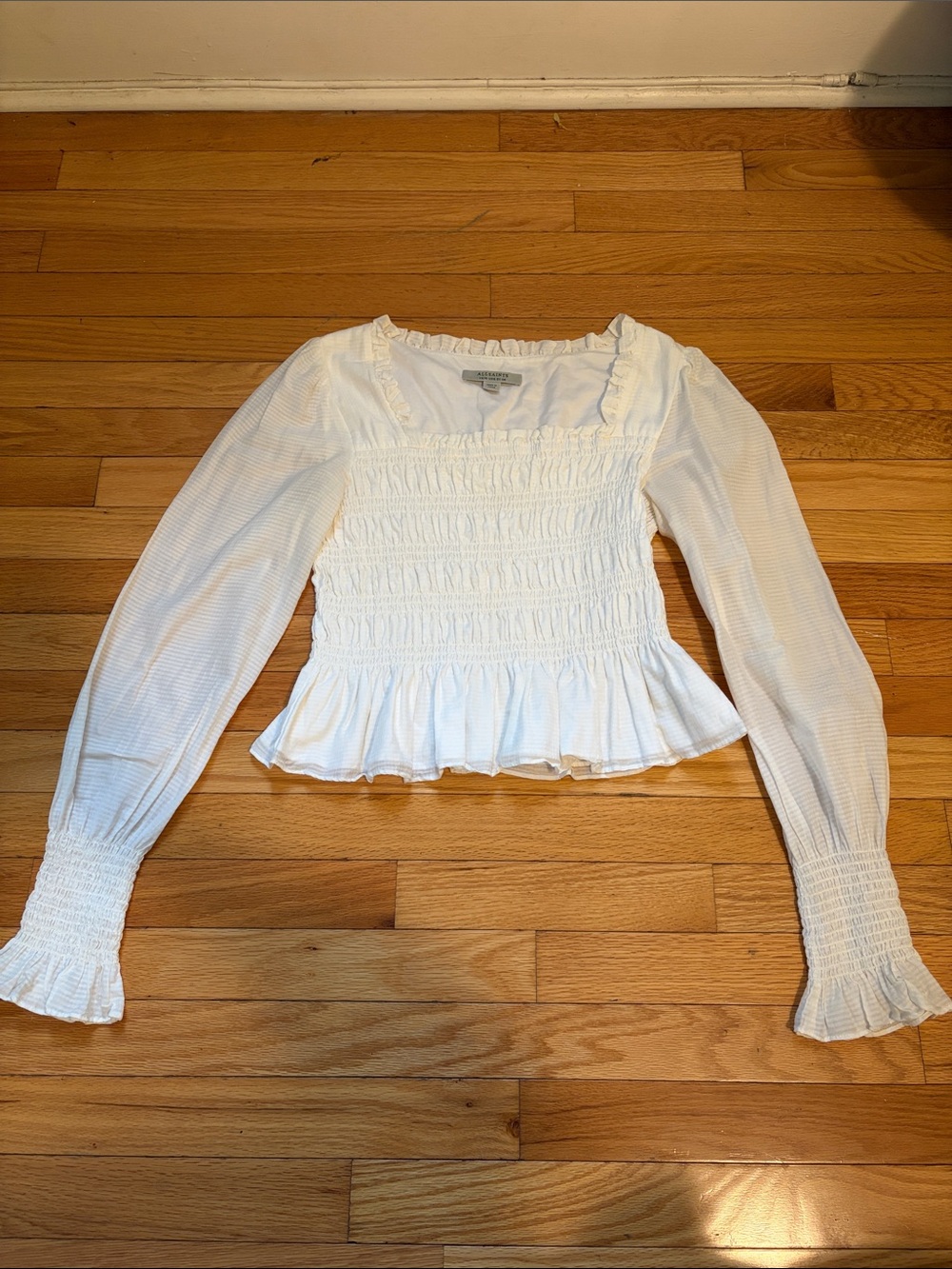 ALLSAINTS Livi Smocked Puff Sleeve Top